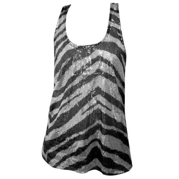 ✨ Zebra Sequin Racerback Tank 🦓 - Picture 2 of 11